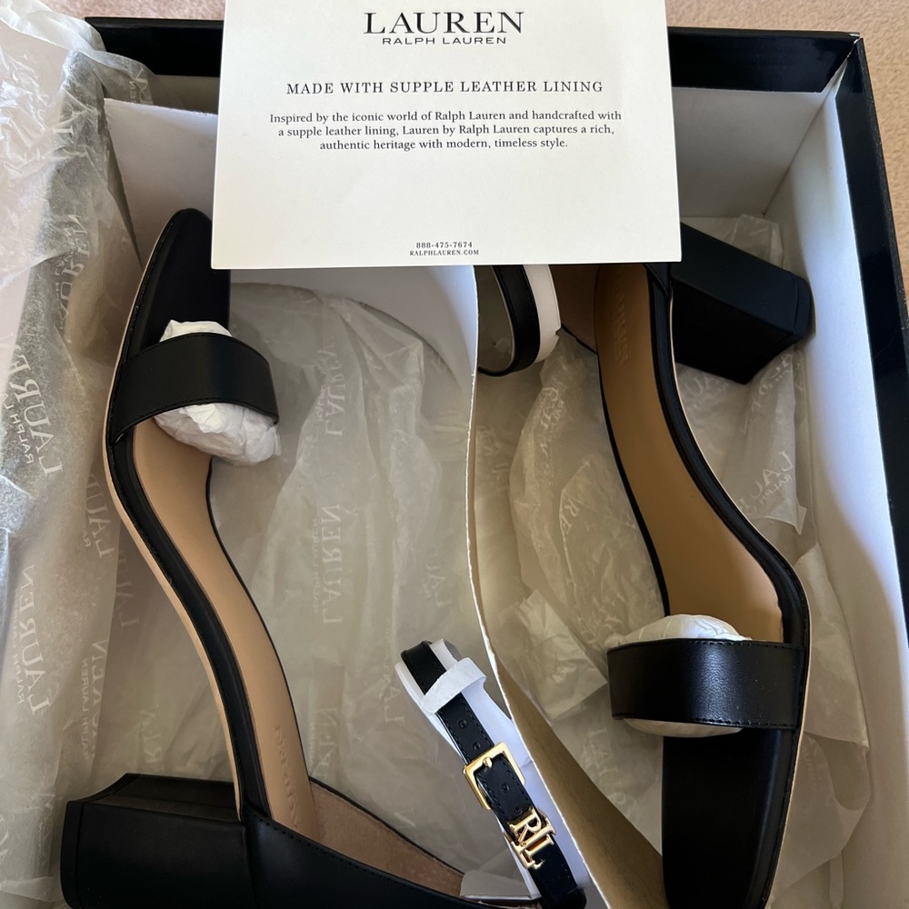 Lauren Ralph Lauren Black Heels with Metallic Accent
